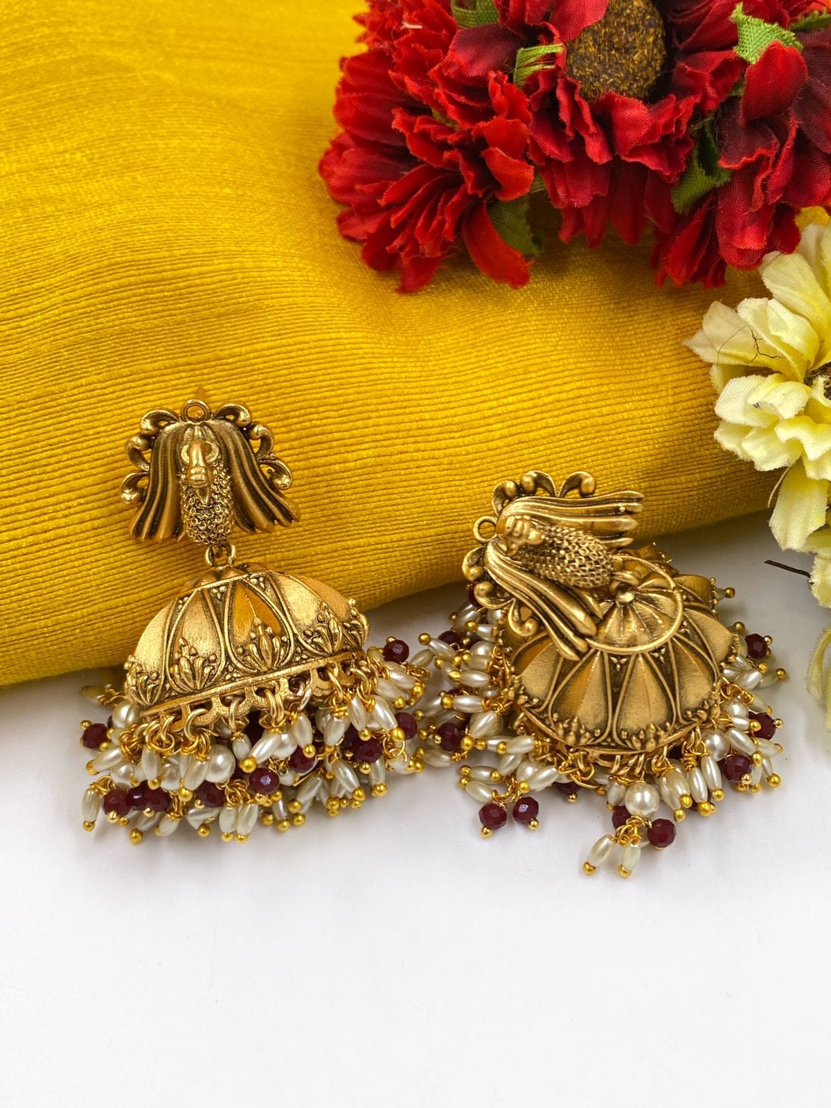 Restocked Gold Plated Hanging Pearl Jhumka/polki Jhumka/trendy Jhumka/bollywood  Earrings/statement/punjabi/pakistani/bridal/indian Wedding - Etsy